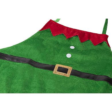 Christmas Apron with Hanging Legs, Elf Kitchen Accessory (35 x 23 In, Green)