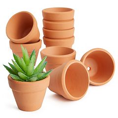 6-Pack Small Terra Cotta Pots with Saucer and Drainage Hole, 4