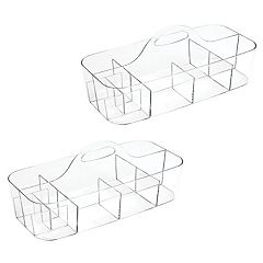 Gracious Living Large Plastic Storage Caddy Tote w/2 Compartments with  Handle, White (6 Pack)