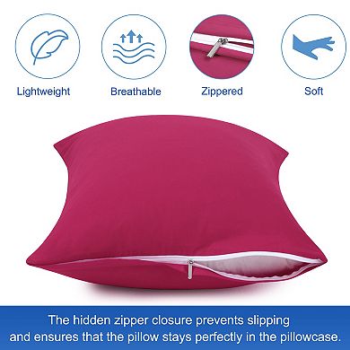 Egyptian Cotton Pillow Cases Hidden Zipper 2 Pack Standard(20"x26")