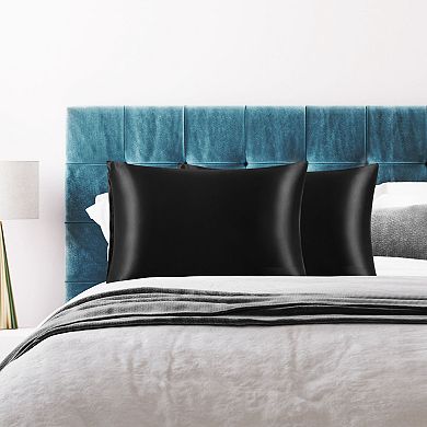 Set of 2 Soft Satin Silk Pillowcase Envelope Closure Standard(20"x26")