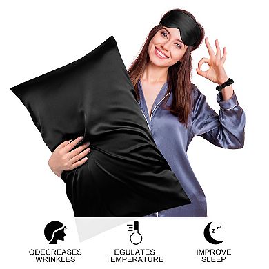 Set of 2 Soft Satin Silk Pillowcase Envelope Closure Standard(20"x26")