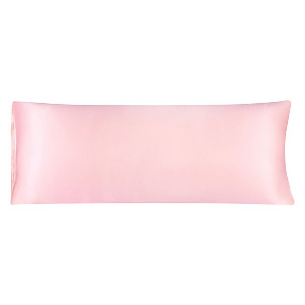 PiccoCasa 2-Pack Satin Body Pillow Cases - Cooling Silky Cover For Hair & Skin, Light Pink, 20x54 Inches