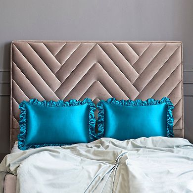 Retro Satin Ruffle Pillowcases, Envelope Closure Set of 2 King(20"x36")