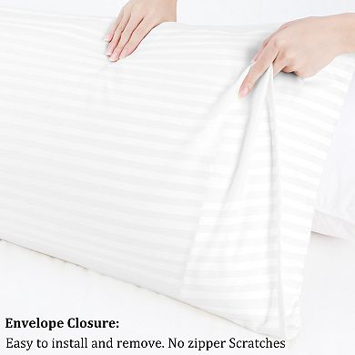 Set of 2 Soft Striped Pillowcases Envelope Closure Queen(20"x30")