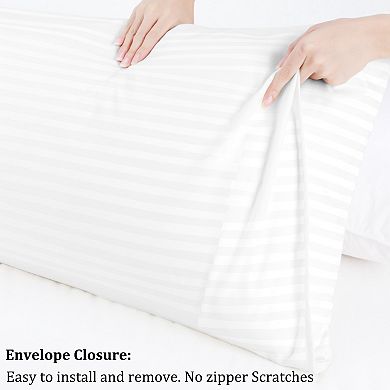 Set of 2 Soft Striped Pillowcases Envelope Closure Queen(20"x30")