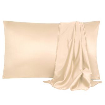 Soft Silk Satin Pillowcases for Hair and Skin with Envelope 2 pc Queen(20"x30")