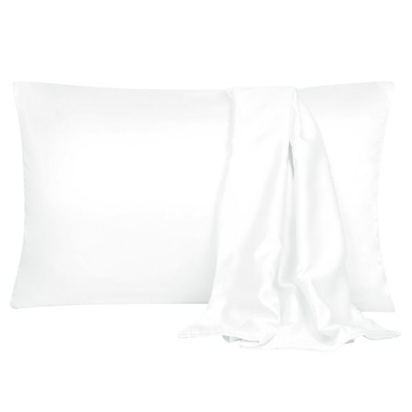 Soft Silk Satin Pillowcases for Hair and Skin with Envelope 2PCS Queen