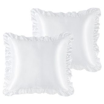 Retro Satin Ruffle Pillowcases, Envelope Closure Set of 2 European(26"x26")