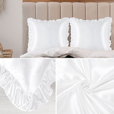 Retro Satin Ruffle Pillowcases, Envelope Closure Set of 2 European(26"x26")