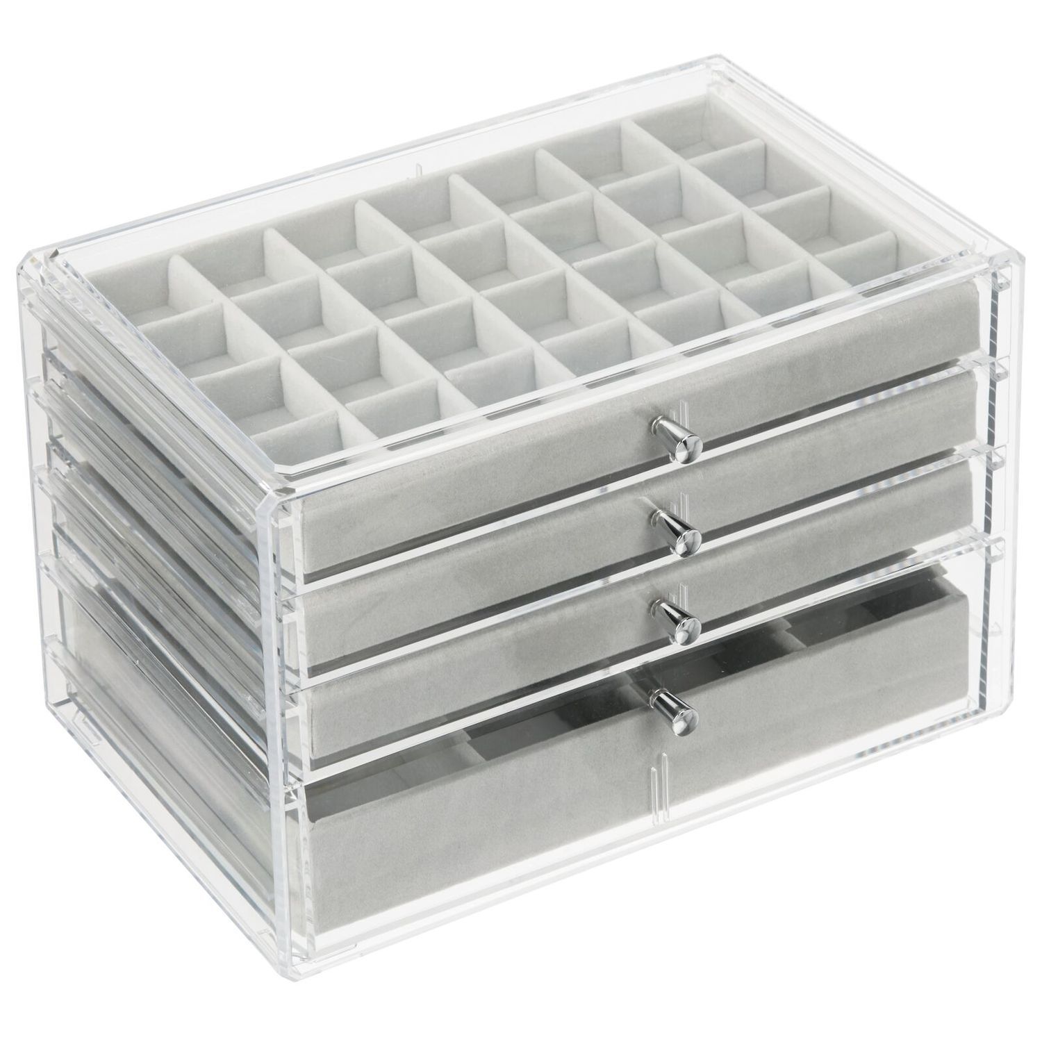 MDesign Plastic Stackable Divided Battery Storage Organizer Box - 2 Pack