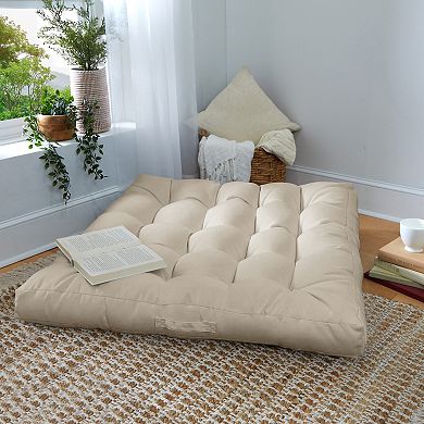 Sorra Home Sunbrella Canvas 24" Square Floor Pillow with Handle