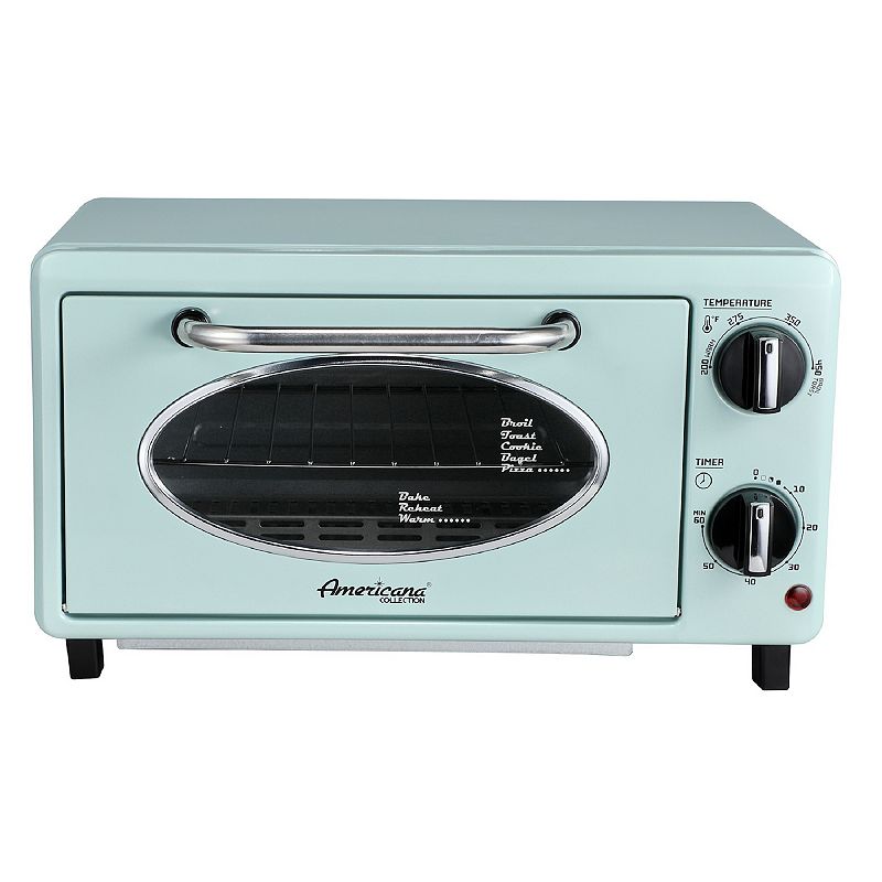 Americana by Elite Collection Retro 2-Slice Toaster Oven, Blue, 2 SLICE
