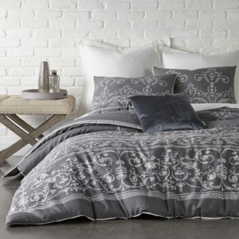 Levtex Home Belvedere Charcoal Queen 3 pc Duvet Set