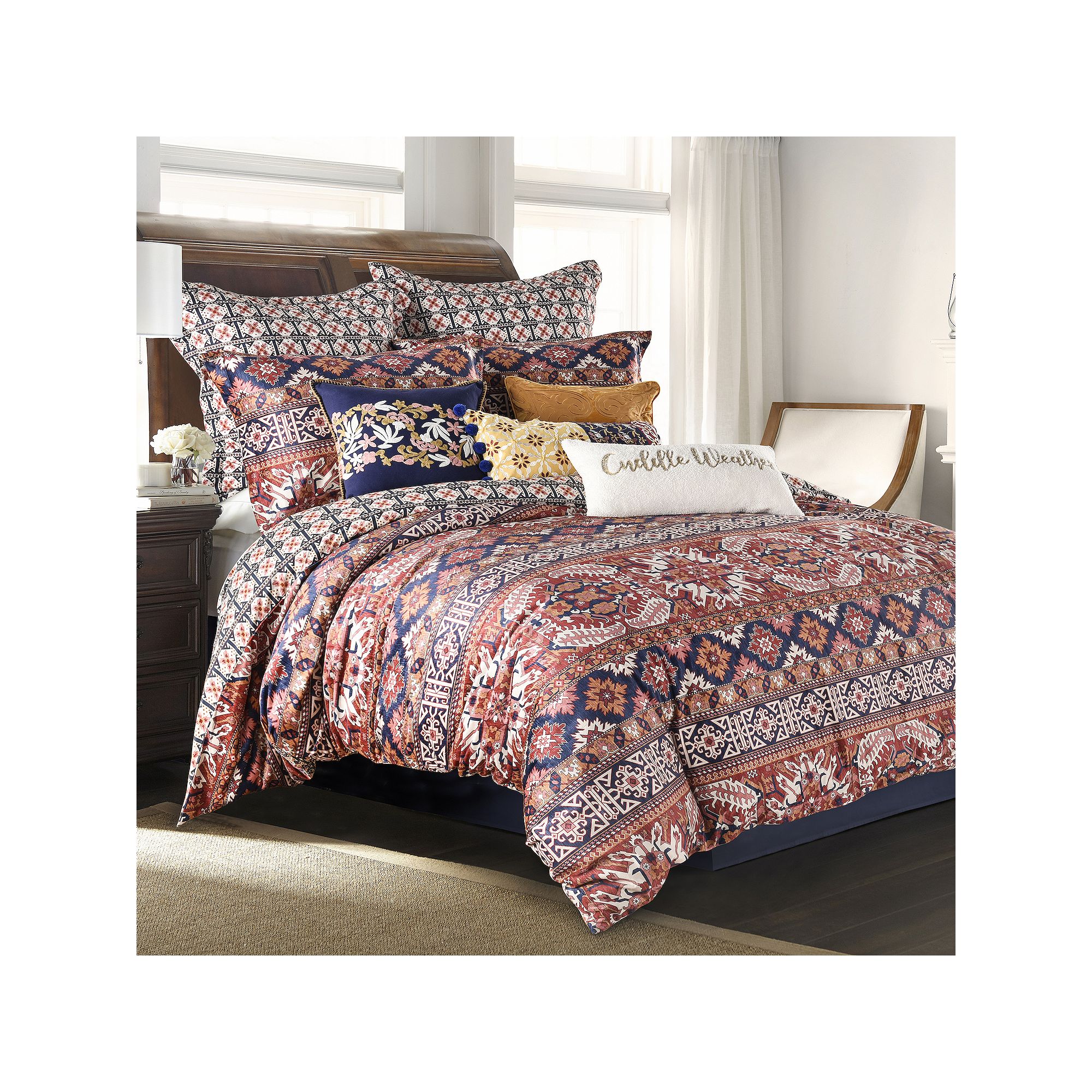 Levtex Home Levtex Madera Velvet Duvet Set with Sham, Red