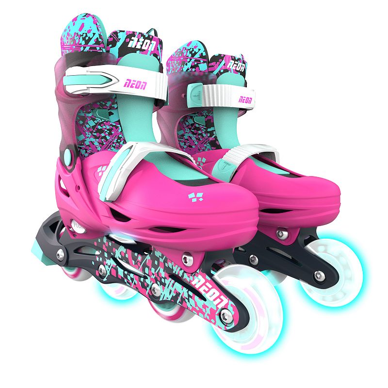 Neon Cyber Kids Pink & Green Inline Skates - Size 12-2, S (12-2)