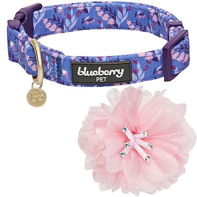 Blueberry Pet Floral Power & Pink Peony Accent Dog Collar 