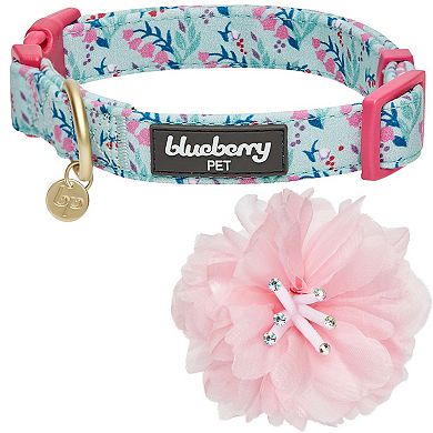 Blueberry Pet Floral Power & Pink Peony Accent Dog Collar 