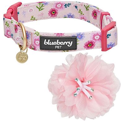Blueberry Pet Floral Power & Pink Peony Accent Dog Collar 