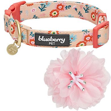 Blueberry Pet Floral Power & Pink Peony Accent Dog Collar 