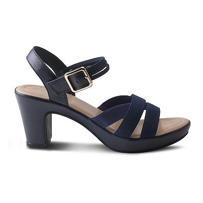 ladies navy dress sandals Women's Blue strap design Kitten Heel Navy Formal Sandals