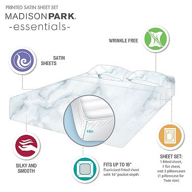 Madison Park Essentials Satin Luxury Print Sheet Set or Pillowcases