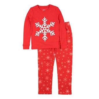 Leveret Kids Cotton Top and Fleece Pants Pajamas Snowflake