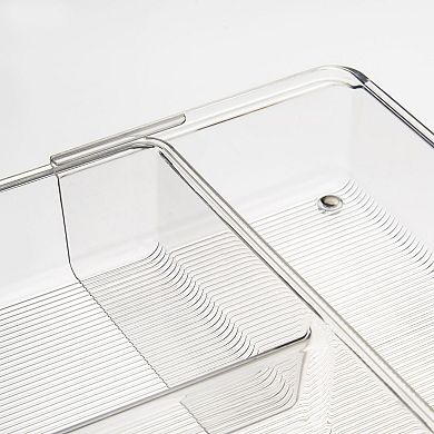 mDesign Expandable Plastic Kitchen Drawer Storage Organizer Cutlery Tray - Clear