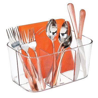 mDesign Plastic Cutlery Storage Organizer Caddy Tote Bin
