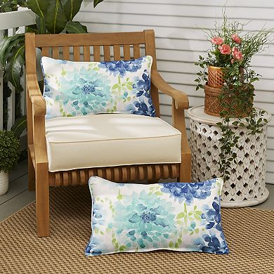 Sorra Home Gardenia Seaglass Outdoor/Indoor Corded Pillow Set of Two