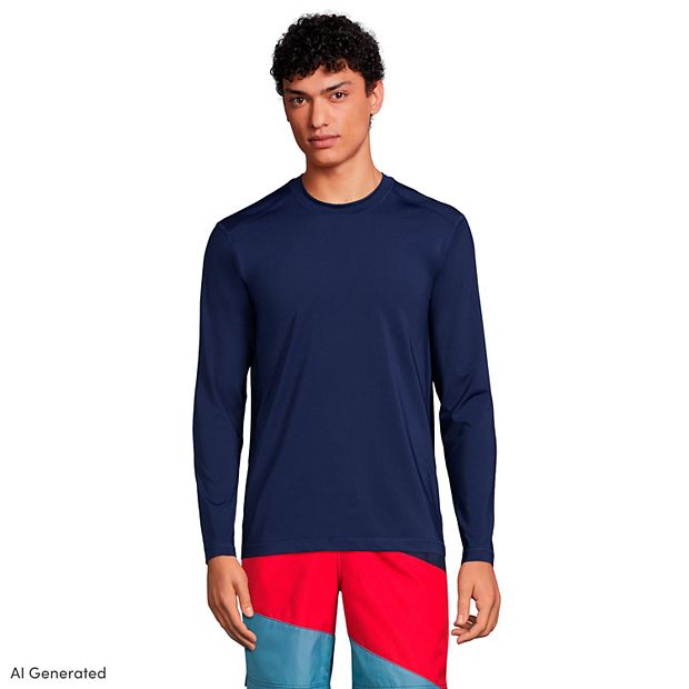 Maillot De Bain Rash Guard Lands End Enfant Manches Courtes - Taille L/14, UPF 50+, Bleu, Occasion Très Bon état
