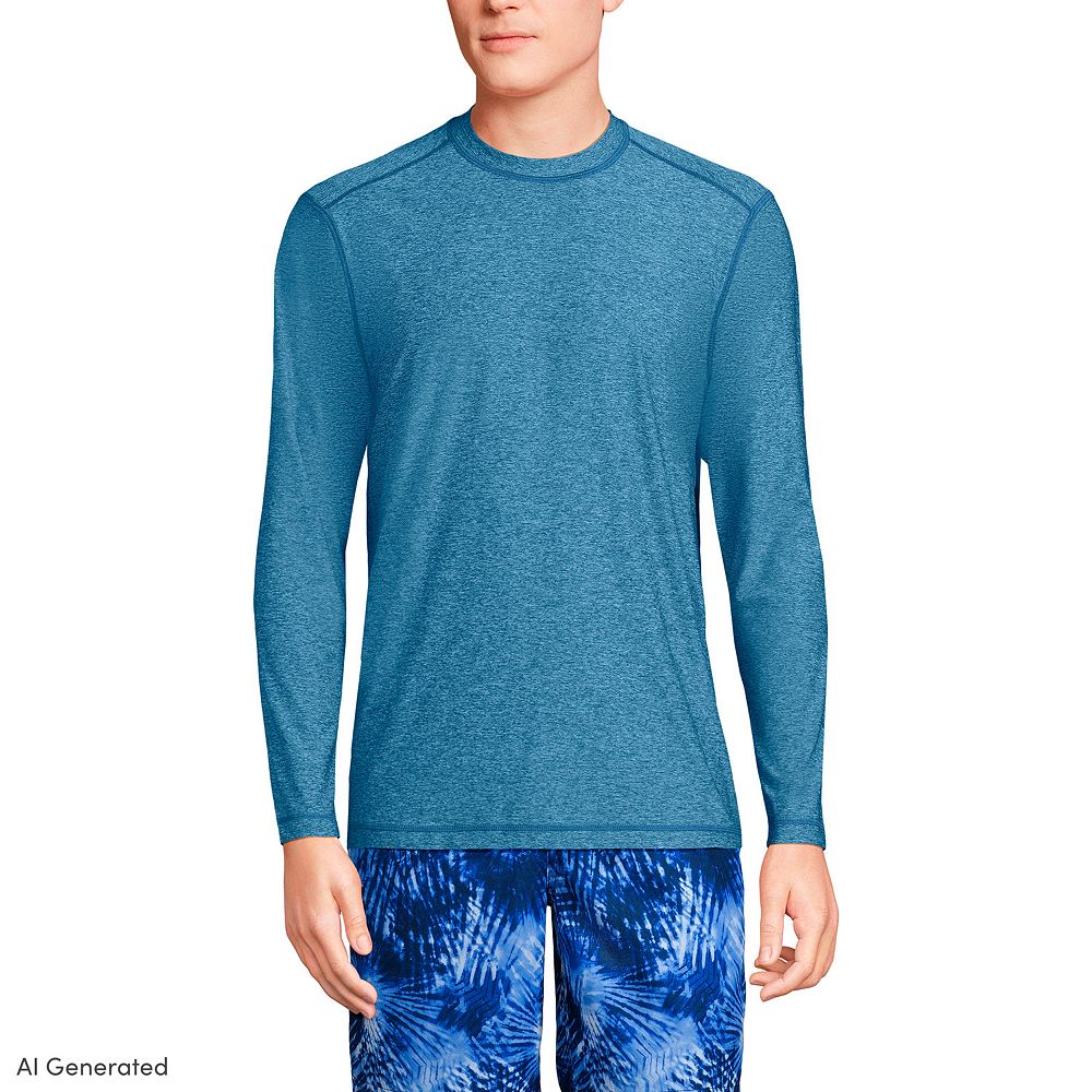 Men s Lands End UPF 50 Long Sleeve Swim Shirt