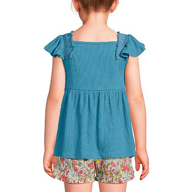 Girls 2-20 Lands' End Smocked Flutter Sleeve Tank Top in Regular & Plus Size