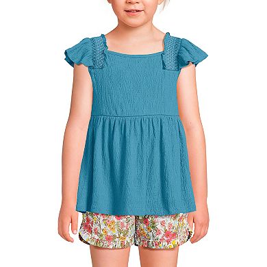 Girls 2-20 Lands' End Smocked Flutter Sleeve Tank Top in Regular & Plus Size