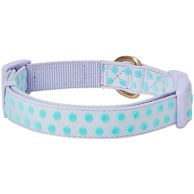 Blueberry Pet Dog Velvety Polka Dot Attached Flower Collar