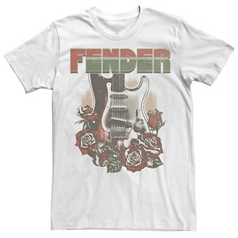 Juniors' Fender Guitar Roses Poster Graphic Tee