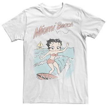 Juniors' Betty Boop Miami Beach Surfing Graphic Tee