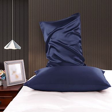 Luxury Satin Pillowcases for Skin Set of 2, Zipper Closure King(20"x36")