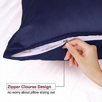2PCS Soft Silky Satin Pillow Cases Covers Travel(14"x20")