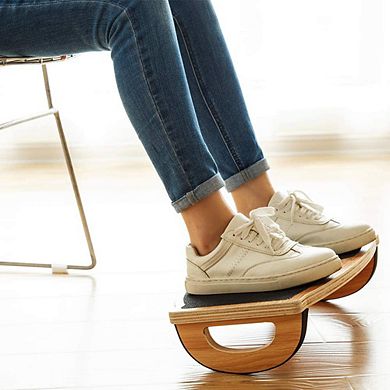 Wooden Rocking Under Desk Foot Rest, Non-Slip Stool For Home And Office