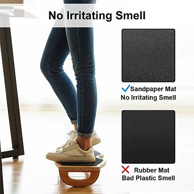 Wooden Rocking Under Desk Foot Rest, Non-Slip Stool For Home And Office