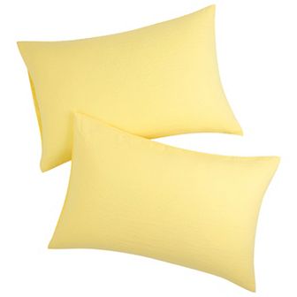 2 pc Brushed Pillowcases Washed Microfiber Envelope Closure King(20"x36")