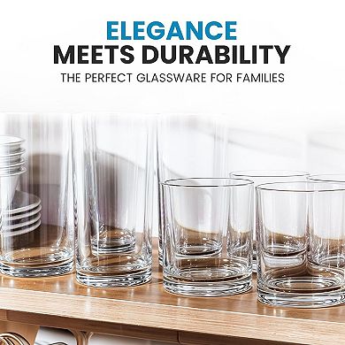 Zulay Kitchen Acrylic Glasses Drinkware - 8 Piece Unbreakable Plastic Tumblers (12&16oz)