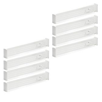 mDesign Expandable Adjustable Kitchen Drawer Divider, Foam Ends, 8 Pack, White