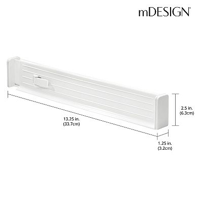 mDesign Expandable Adjustable Kitchen Drawer Divider, Foam Ends, 8 Pack, White