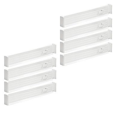 mDesign Expandable Adjustable Kitchen Drawer Divider, Foam Ends, 8 Pack, White