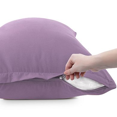 2 Pcs Zippered Soft Microfiber Pillow Cases Travel(14"x20")