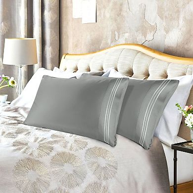 100% Long-Staple Combed Cotton Embroidered Pillow Cases 2pcs King(20"x36")