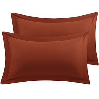 2 pc Oxford Pillowcases Soft Microfiber Pillow Shams w Envelope Closure Queen 20"x30"