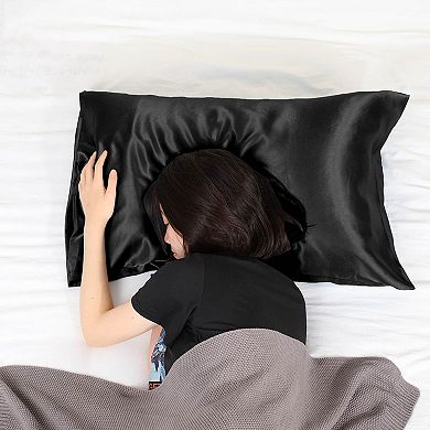 2 PCS Soft Silky Satin Pillowcases Better for Hair and Face King(20"x40")